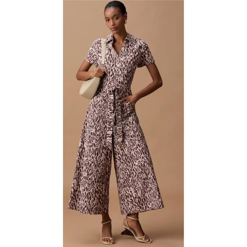 Maeve Collette Animal Cheetah Print Preppy Maximalist Pockets Overall Jumpsuit 0